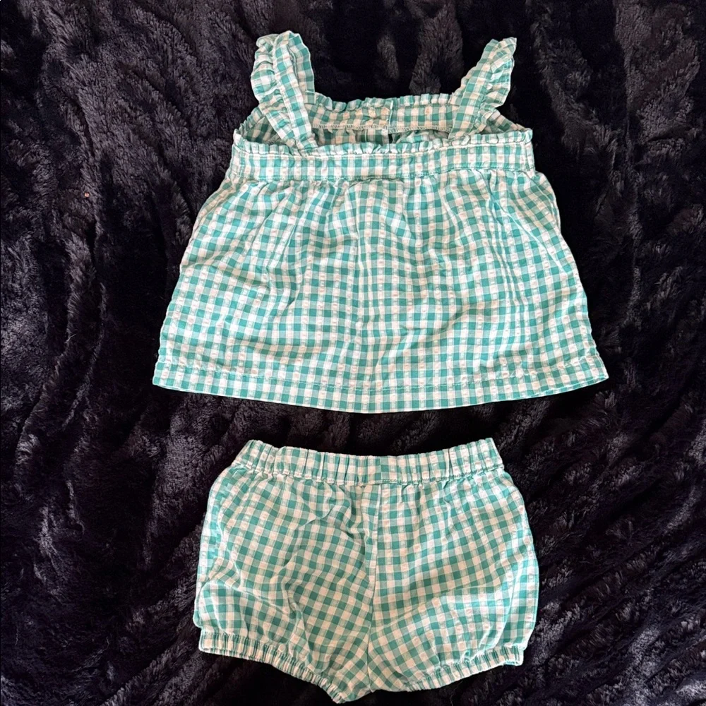 Carter's Gingham Checkered Diaper Cover Set - Teal and White